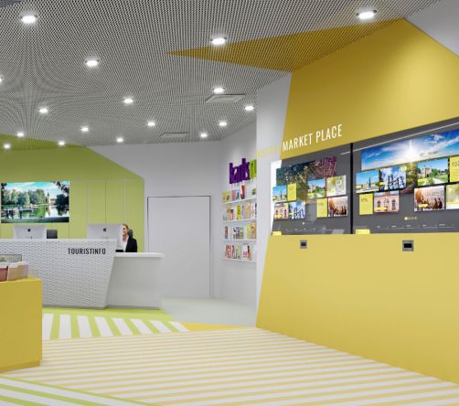 Die CI Wall im Schaufenster Karlsruhe