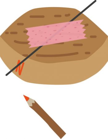 Illustration eines Nadelkompasses aus Korken gebastelt