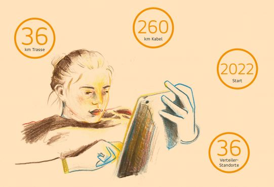 Illustration einer Person mit Tablet