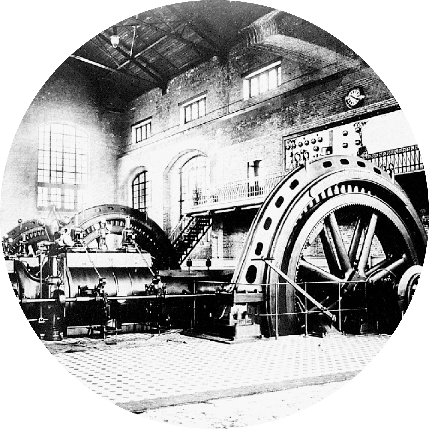 Historische Aufnahme von Dampfturbinen