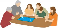 Grafik einer Familie die Brettspiel spielt