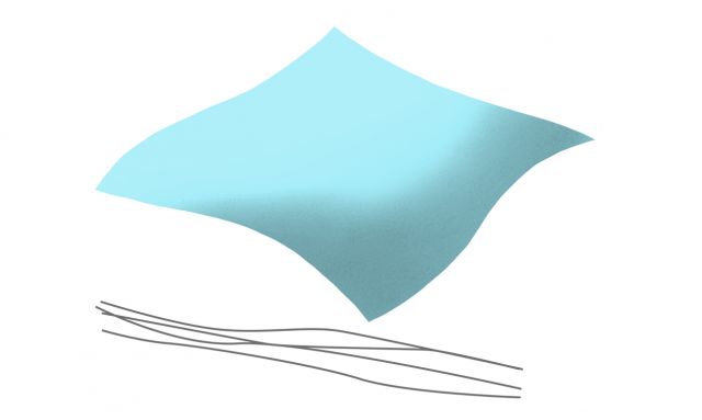 Illustration eines Stück Stoffs und vier Schnüren