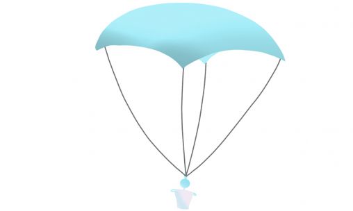 Illustration eines gebastelten Fallschirms und einem gebastelten Fallschirmspringer