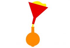 Grafik eines Luftballons und Trichters mit Sand