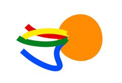 Grafik eines Ballons gefüllt mit Kreppbändern