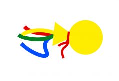 Grafik eines bunten Schleuderballs mit Kreppbändern