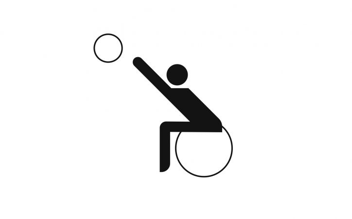 Piktogramm Handballer im Rollstuhl