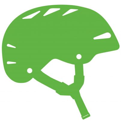 Grüne Illustration von einem Fahrradhelm