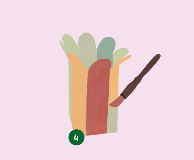 Illustration eines gefalteten Milchkartons, der bemalt wird