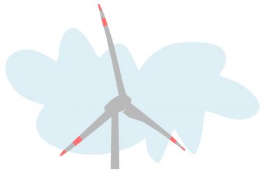 Illustration eines Windrades mit Wolken*
