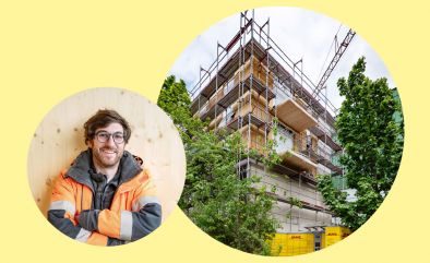 Wohngebäude aus Holz in der Nordweststadt von Karlsruhe