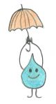 Kinderzeichnung Wassertropfen mit Regenschirm