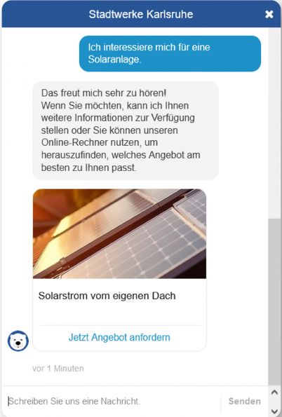 Ansicht Chat mit Chatbot Oskar der Stadtwerke