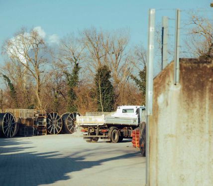 Bauhof der Stadtwerke Karlsruhe, Baustelle, Fahrzeuge