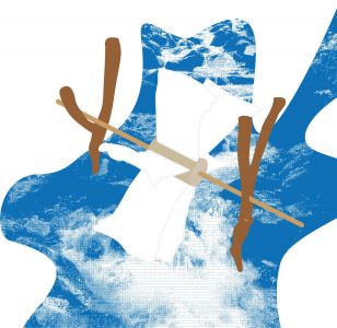 Grafik Wasserrad im Bach