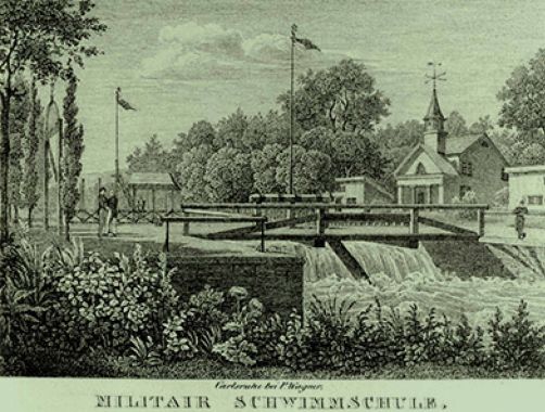 Millitärschwimmschule vor 200 Jahren an der Alb