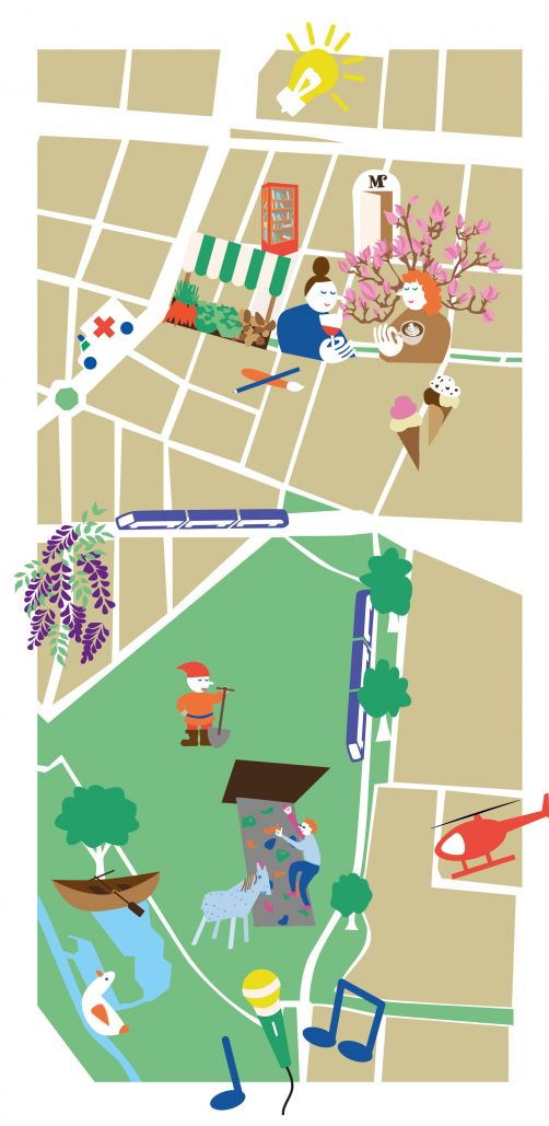 Illustrierte Karte der Karlsruher Weststadt