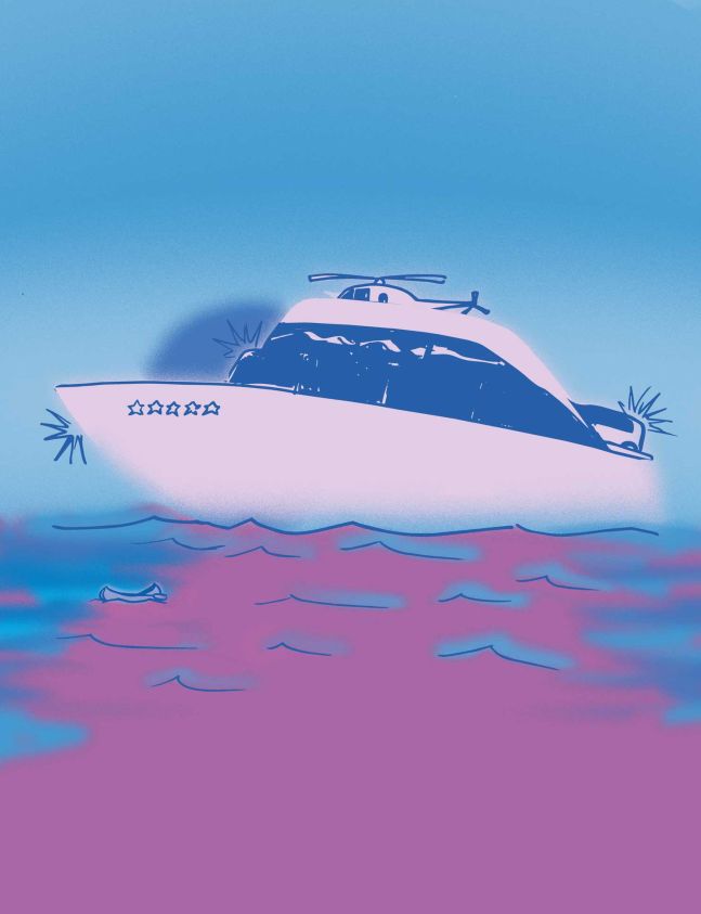 Luxusyacht und Kanu im Vergleich