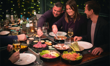 Exklusives Abendessen an einem Tischgrill im Hotel Der Blaue Reiter