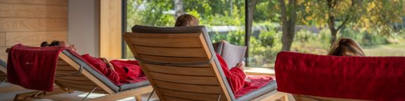 Ruhebereich in der Sauna im Fächerbad Karlsruhe