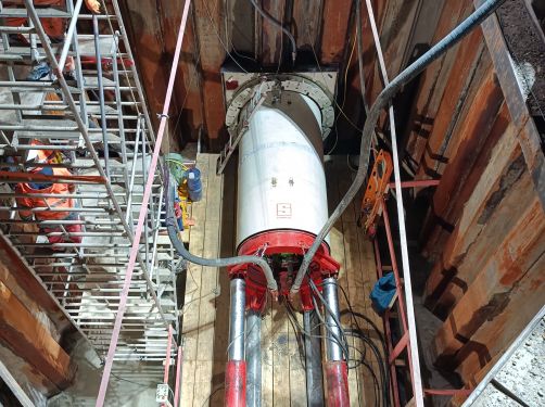 Bautechnisch birgt die rund 1,5 Kilometer lange Fernwärmetrasse einige Besonderheiten. Die bisher größte Herausforderung beim Bau stellte der etwa 125 Meter lange Microtunneling-Vortrieb unter der Alb und den AVG-Gleisen in diesem Februar dar. Bei allen Baumaßnahmen erfolgt eine ökologische Baubegleitung. Bild: Stadtwerke Karlsruhe GmbH