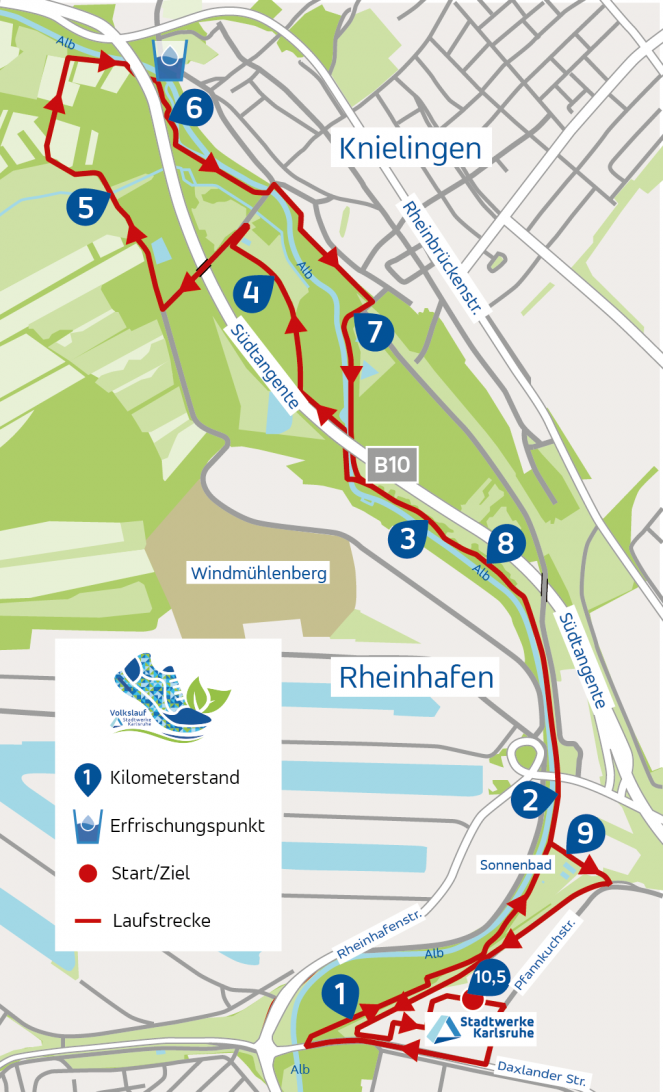 Laufstrecke Volkslauf 10 km